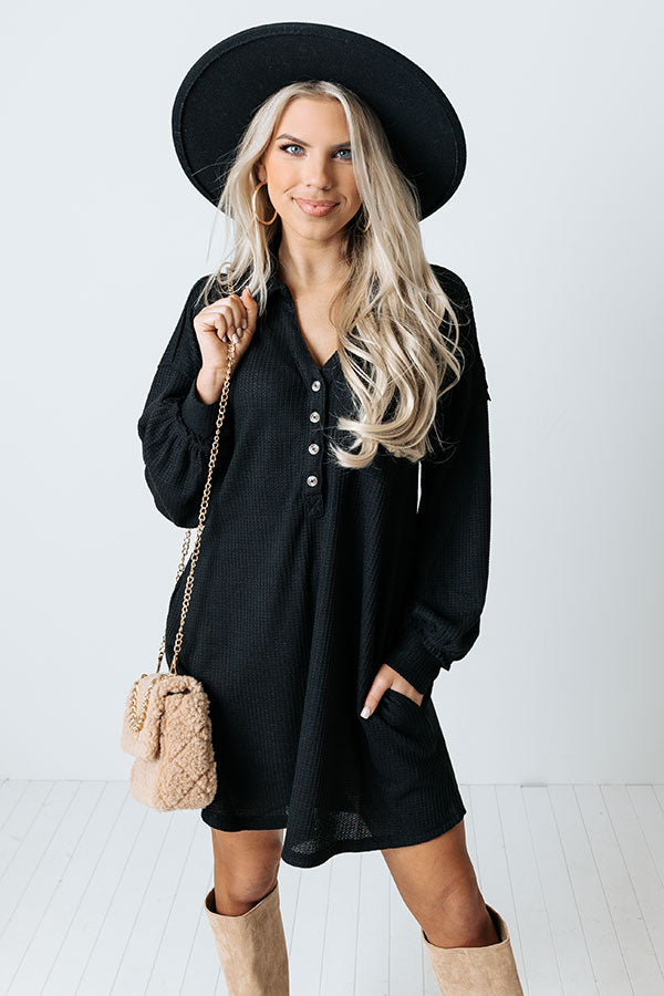 Signature Move Waffle Knit Dress In Black