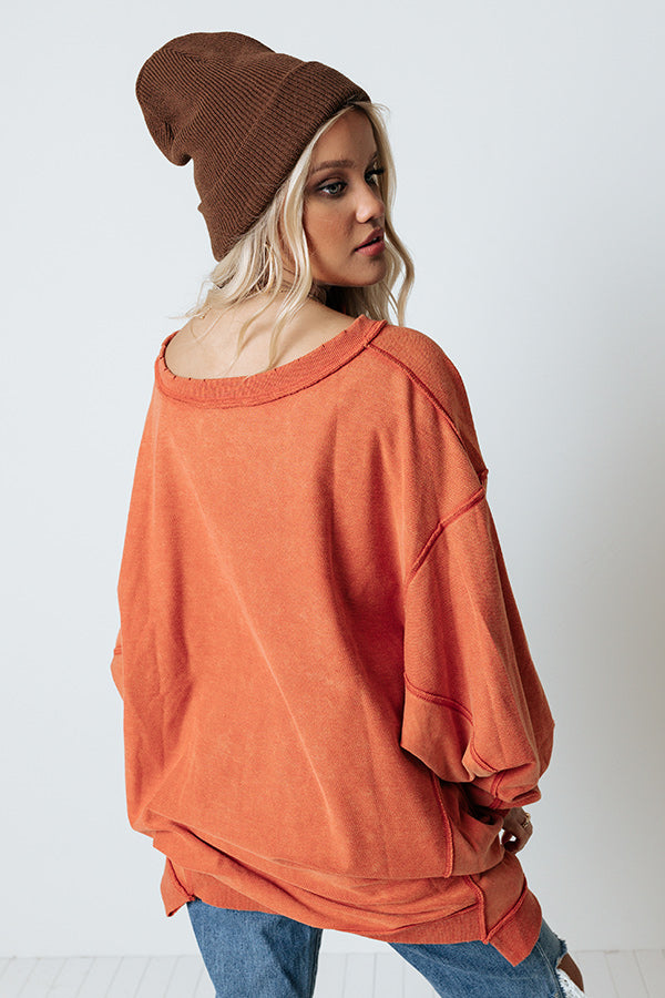 Tres Cozy Oversized Sweatshirt In Pumpkin Image - 5