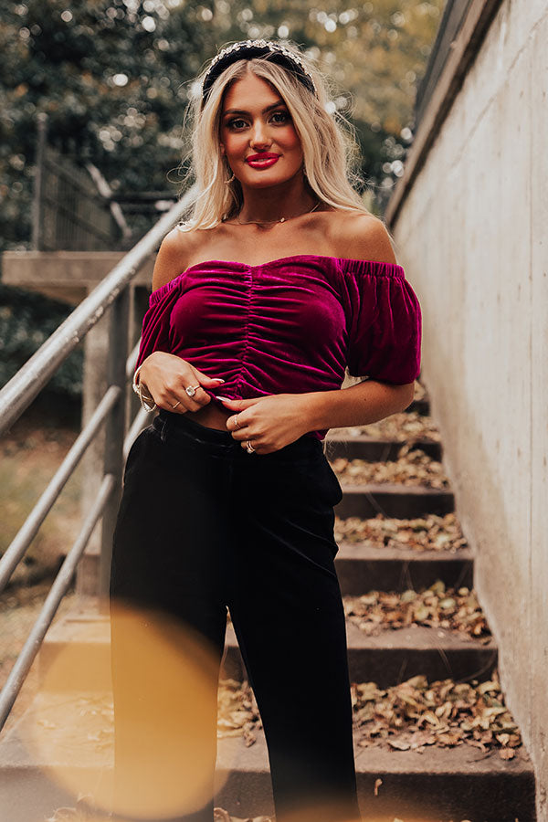 Party Vibes Velvet Top In Berry Image - 1