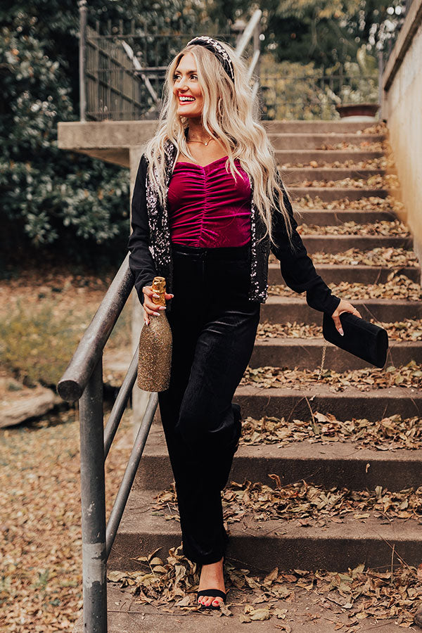 Party Vibes Velvet Top In Berry Image - 2