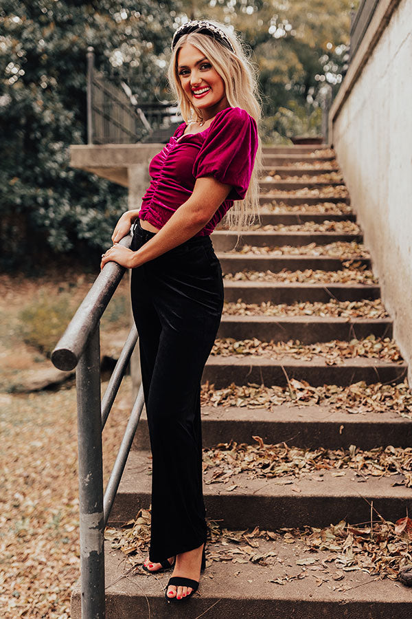 Party Vibes Velvet Top In Berry Image - 4