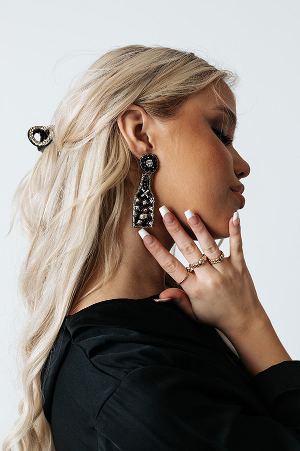 Something to Celebrate Beaded Earrings In Black Image - 1