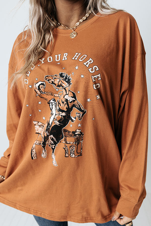 Hold Your Horses Oversized Graphic Tee Image - 2