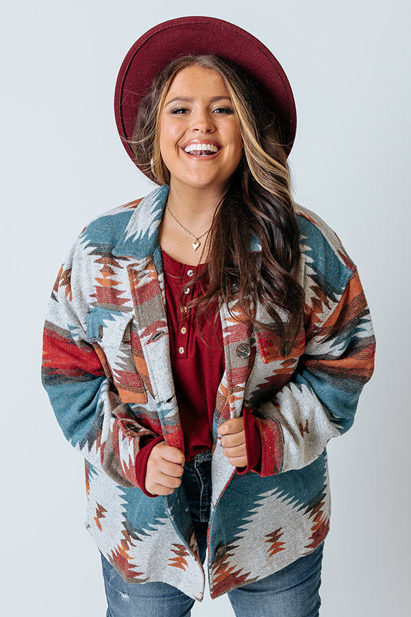 Skiing In Style Jacket In Teal Curves