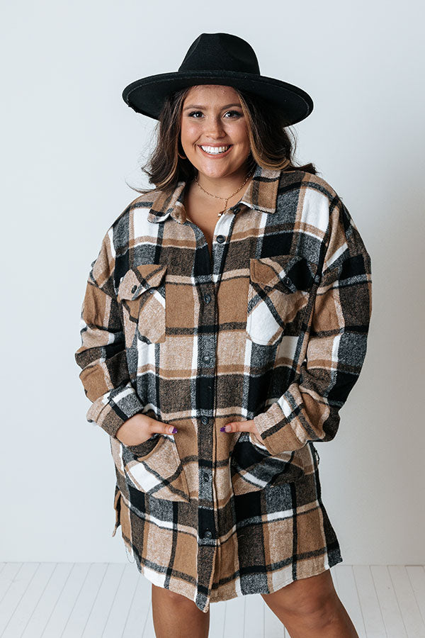 Happy Harvest Plaid Coat In Mocha Curves Image - 2