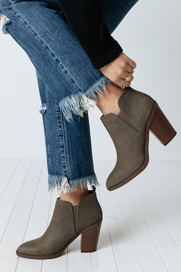 The Astra Faux Leather Bootie In Dark Martini Olive Image - 1
