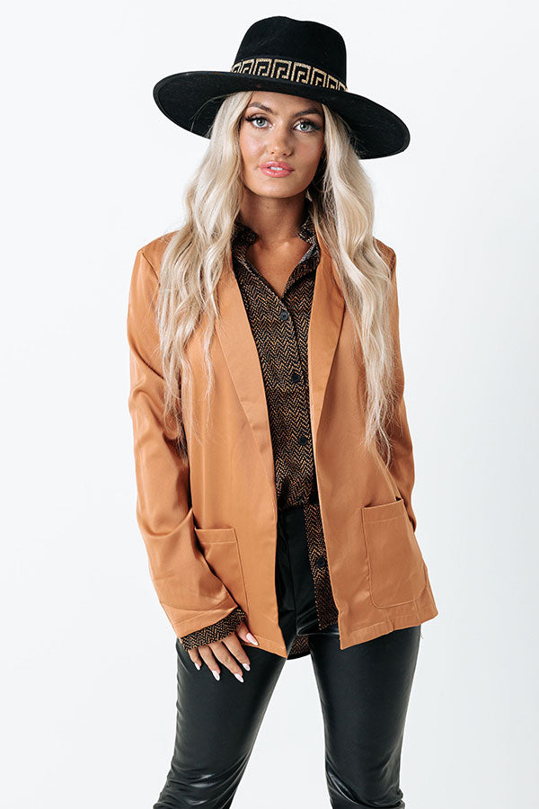 The Misten Satin Blazer In Copper Image - 2