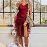 Spin The Bottle Satin Midi In Wine Image - 1