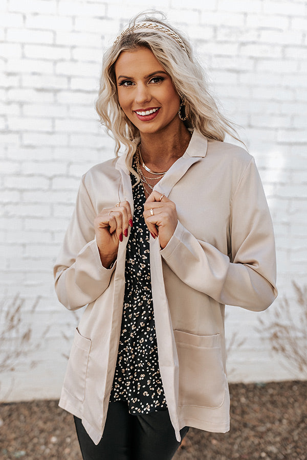 The Misten Satin Blazer In Birch