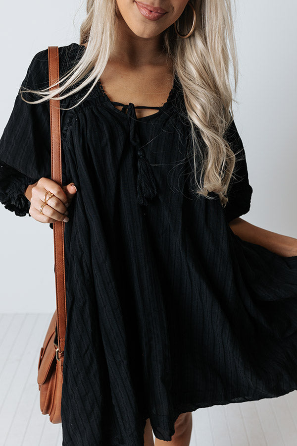 Writers Retreat Babydoll Dress In Black Image - 5