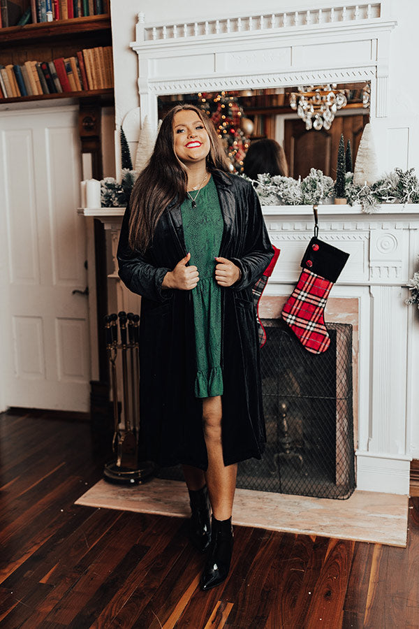 Romance Awaits Velvet Coat in Black Curves Image - 1