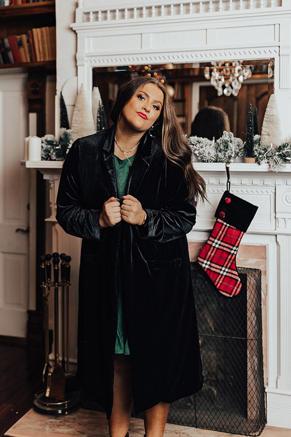 Romance Awaits Velvet Coat in Black Curves Image - 2