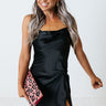 Wine In Napa Satin Dress in Black Image - 1