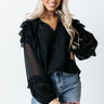 Flowing Champagne Chiffon Shift Top in Black Image - 1