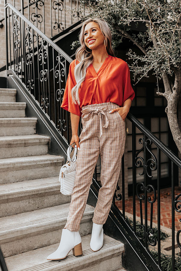 The Linford Plaid Pants In Warm Taupe