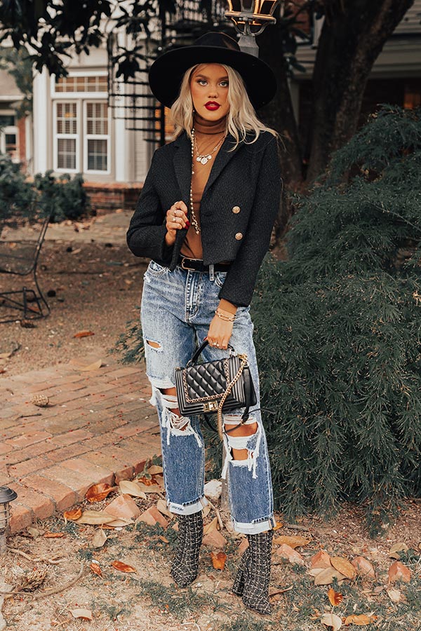 Cocktails And Music Crop Blazer