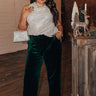 Fine And Divine Velvet Pants In Hunter Green Curves Image - 1