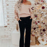 Chic Influencer High Waist Straight Leg Velvet Pants In Black Image - 1