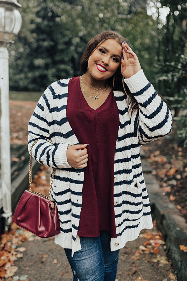 Melting My Heart Cable Knit Cardigan Curves Image - 2
