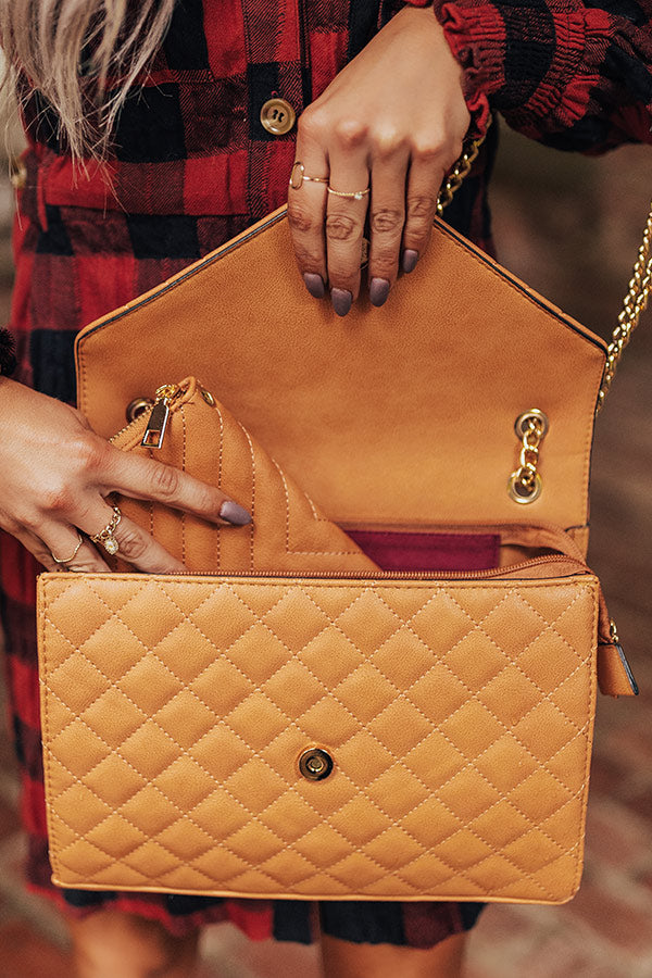 PR Move Faux Leather Crossbody In Camel Image - 2
