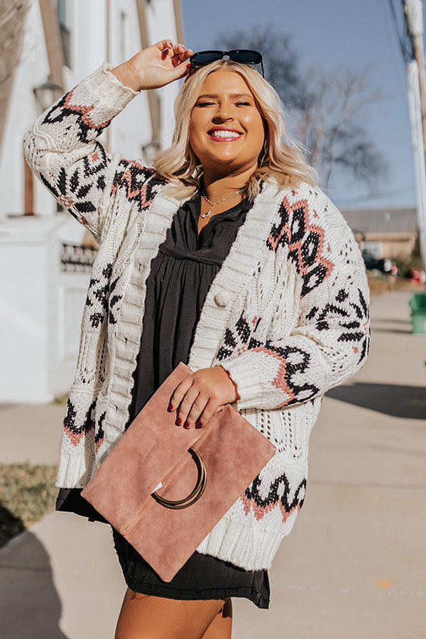 Cuddly Cues Cable Knit Cardigan Curves