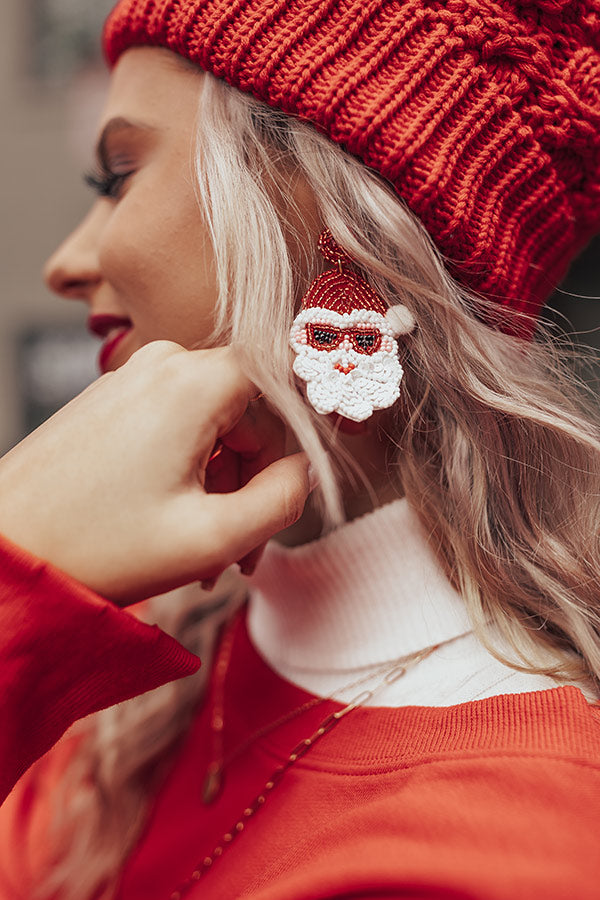 Santa Stops Here Beaded Earrings Image - 2