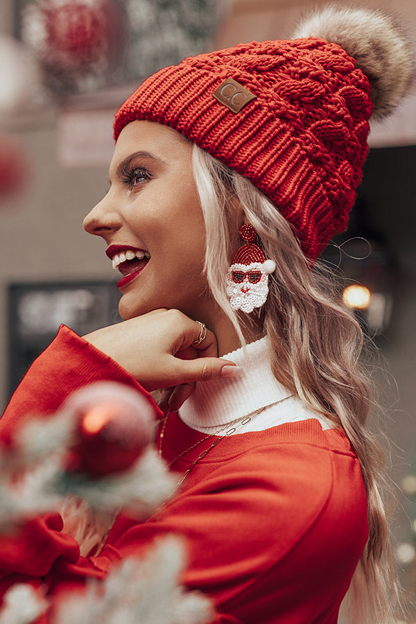 Santa Stops Here Beaded Earrings Image - 1