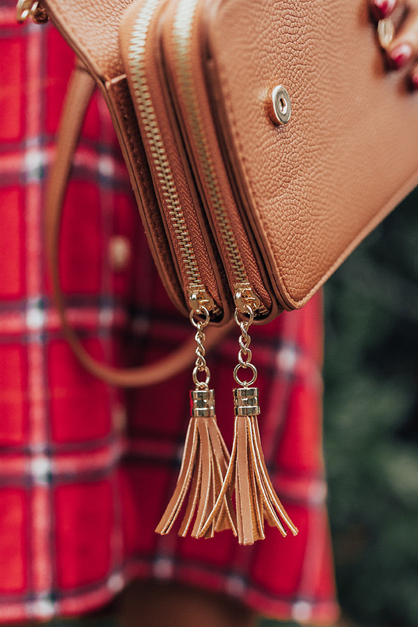 Just In Time Faux Leather Purse In Camel Image - 2