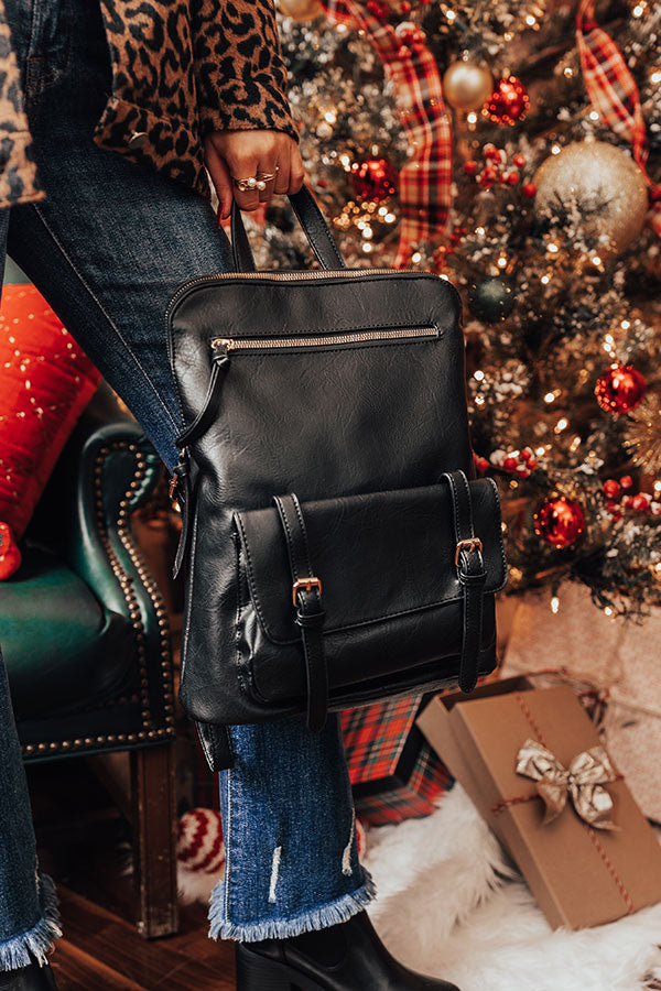 Upstate Promise Faux Leather Backpack In Black