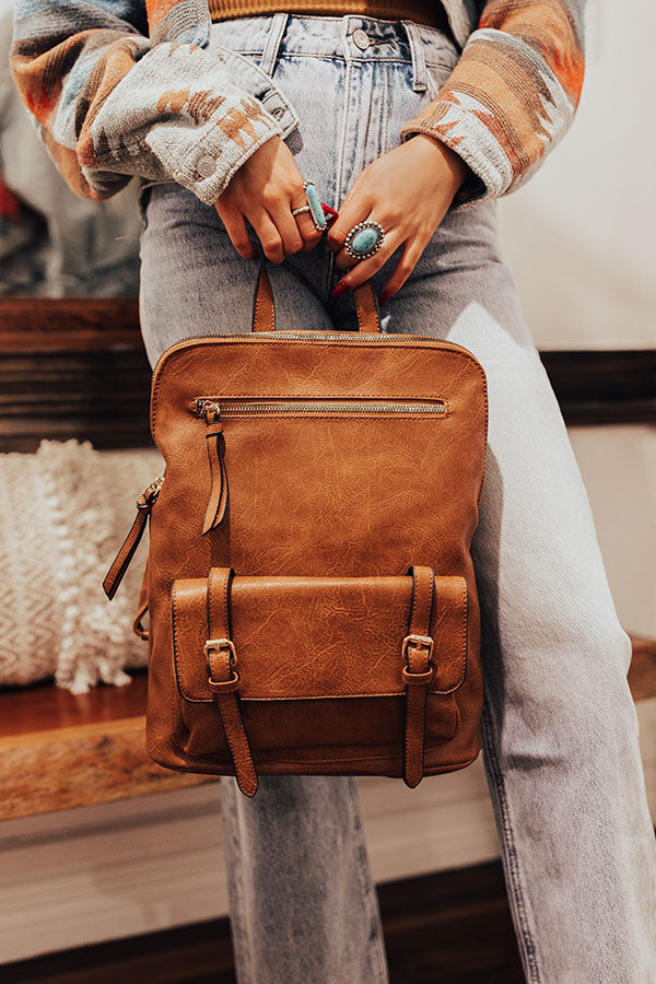 Upstate Promise Faux Leather Backpack In Camel