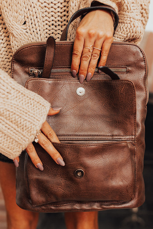 Upstate Promise Faux Leather Backpack In Brown Image - 2