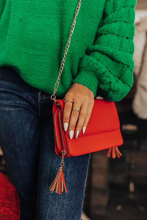 Just In Time Faux Leather Purse In Scarlet