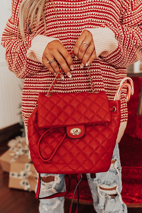 Looking At London Faux Leather Backpack In Red Image - 1
