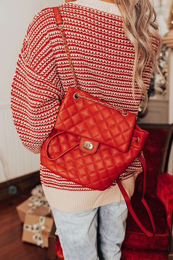Looking At London Faux Leather Backpack In Red Image - 2