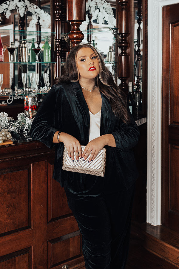 Chic Influencer Velvet Blazer In Black Curves