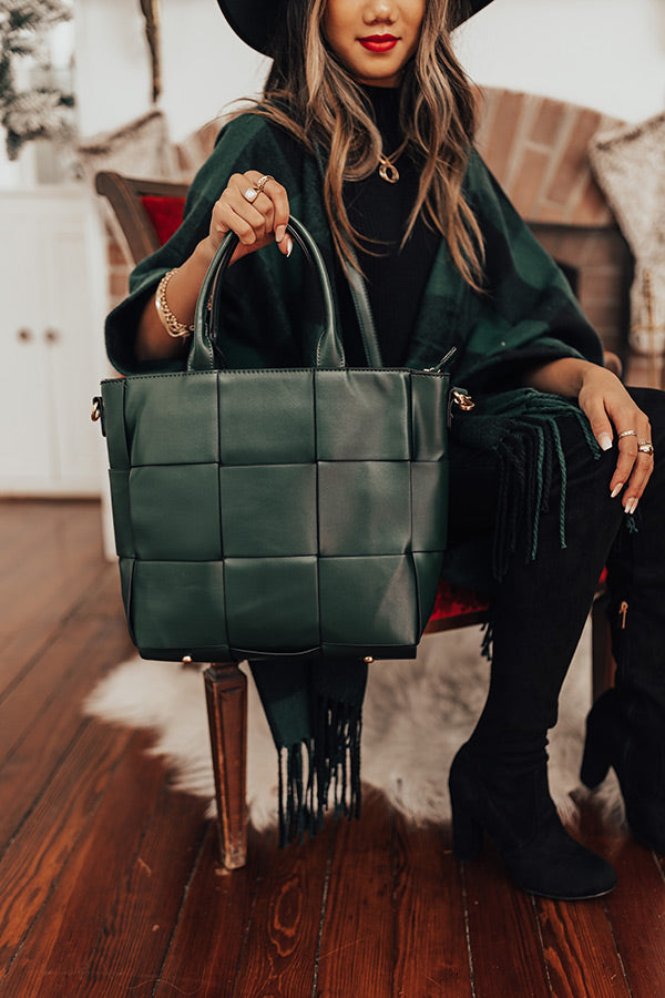 Keep It High Profile Faux Leather Tote In Hunter Green