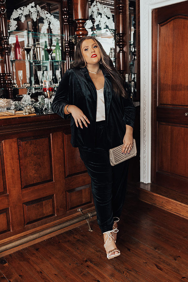 Midnight Dreams Velvet Joggers In Black Curves