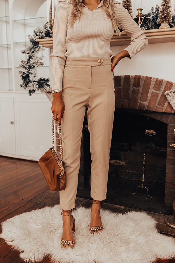 The Tyla High Waist Pants In Beige