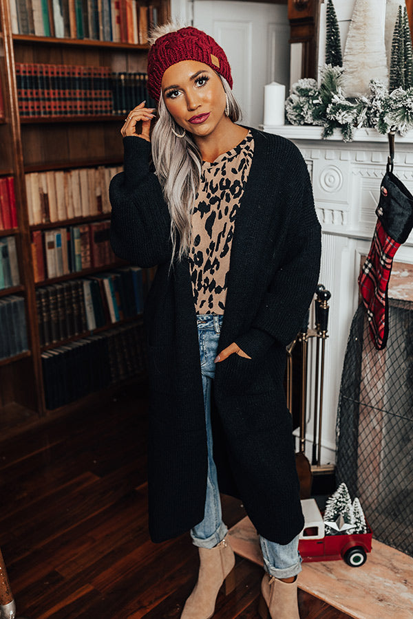 On The Clock Knit Cardigan In Black Image - 2