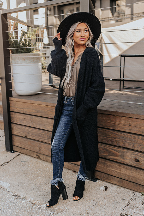 On The Clock Knit Cardigan In Black Image - 1