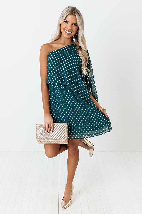 You Had Me At Cocktails Polka Dot Dress in Hunter Green Image - 1
