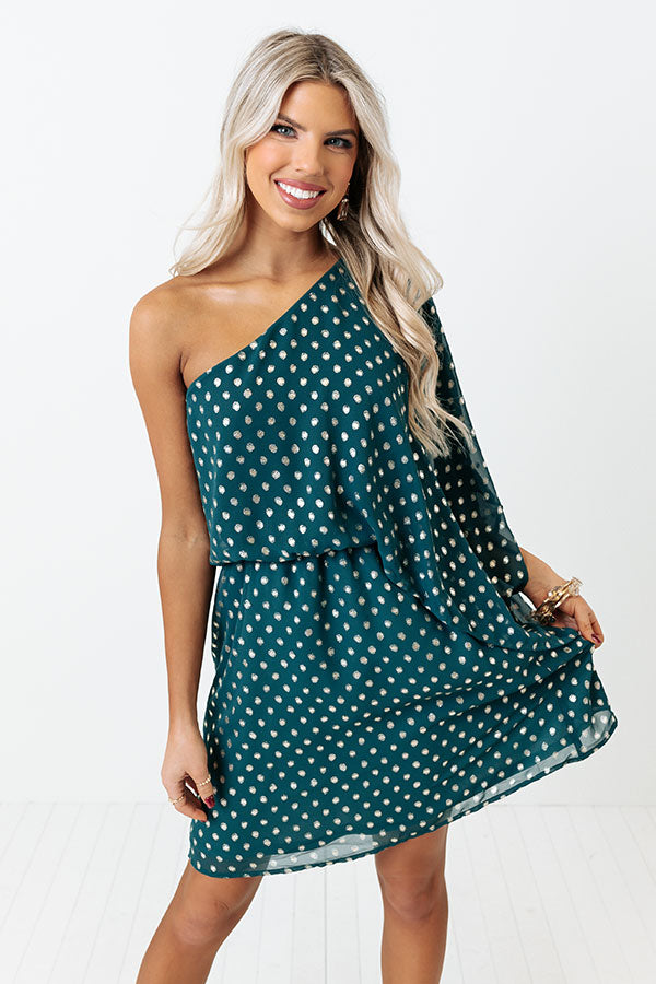 You Had Me At Cocktails Polka Dot Dress in Hunter Green Image - 4