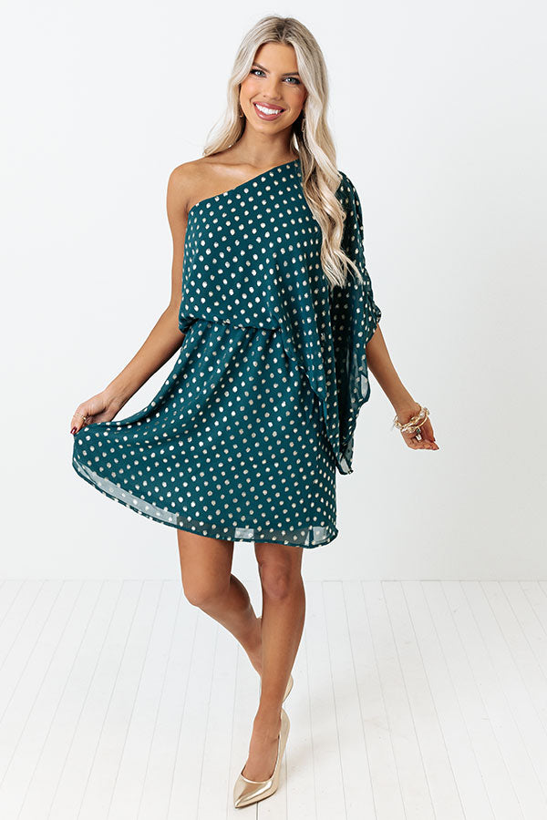 You Had Me At Cocktails Polka Dot Dress in Hunter Green Image - 3