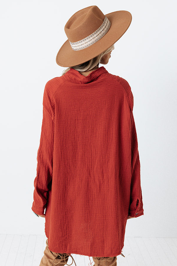 Play The Hits Button Up Tunic In Aurora Red Image - 3