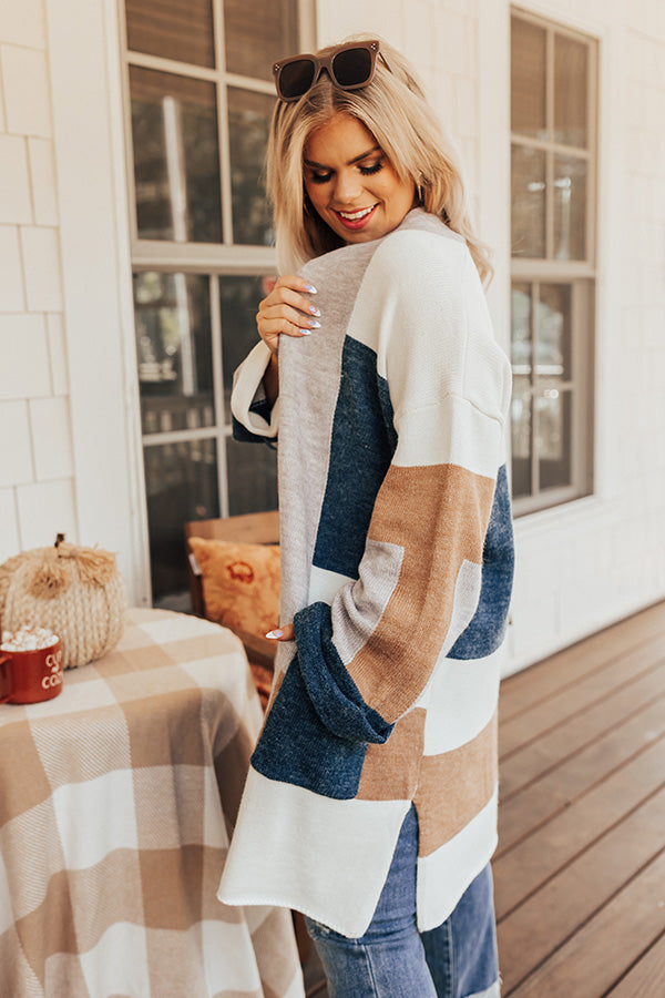Cozy Cove Colorblock Cardigan In Camel Curves Image - 2