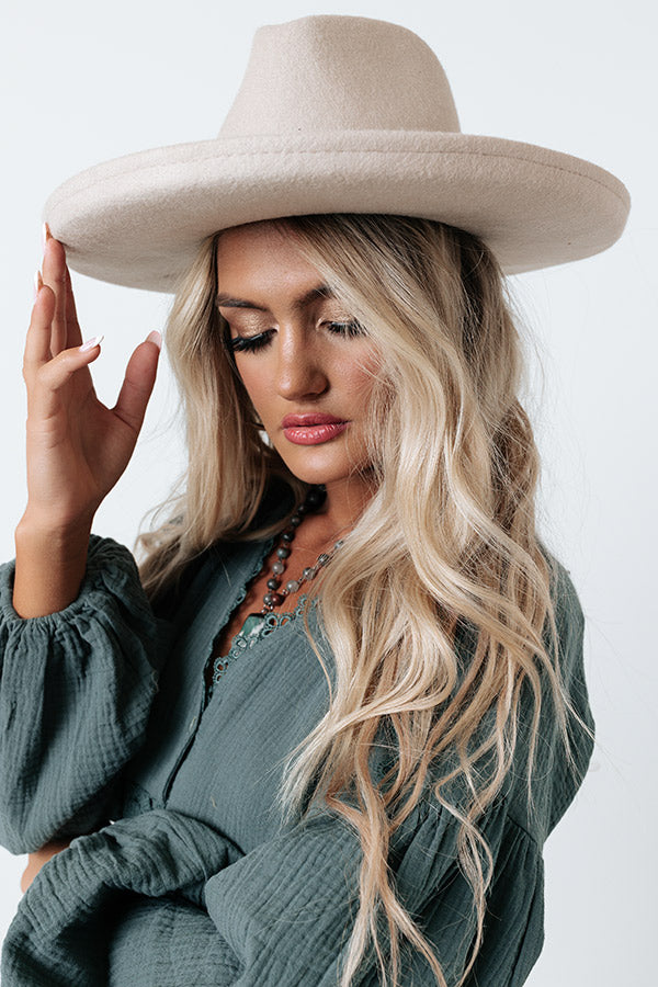 Chasing Wanderlust Wool Fedora In Iced Latte