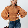 Always On Time Smocked Top In Rust Image - 1