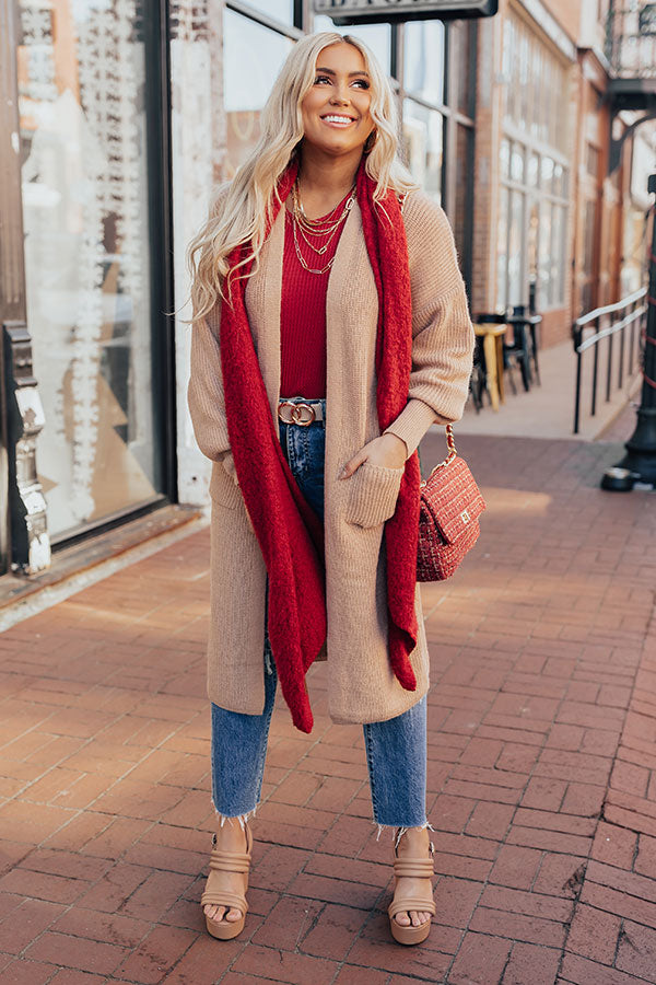 On The Clock Knit Cardigan In Iced Latte