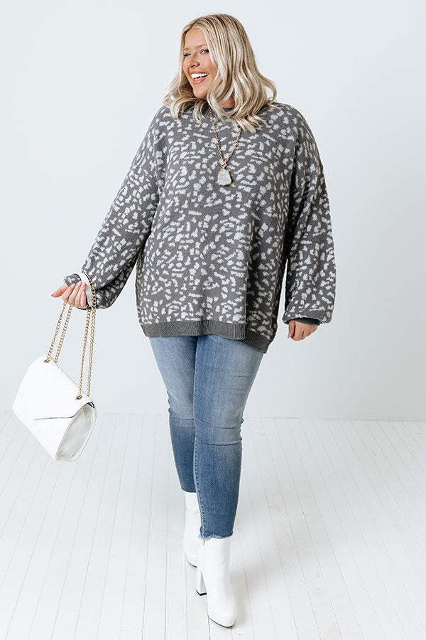 Savannah Snow Leopard Sweater In Grey Curves Image - 1