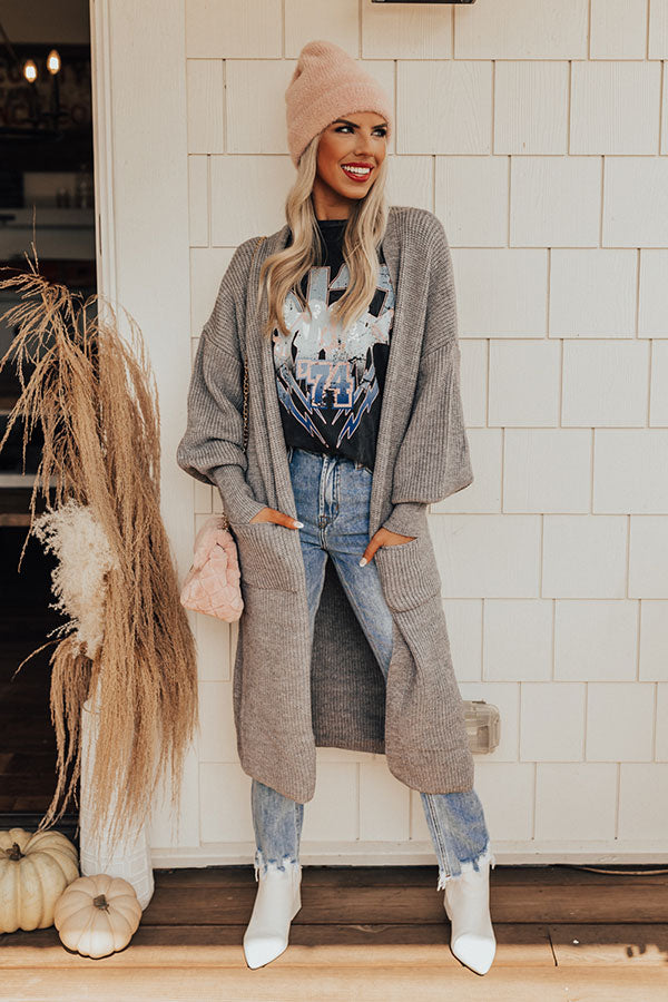 On The Clock Knit Cardigan In Grey